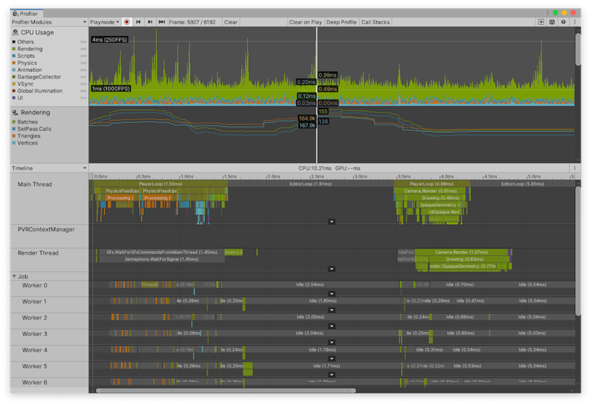 CPU Usage Profiler 模块以及 Timeline 视图